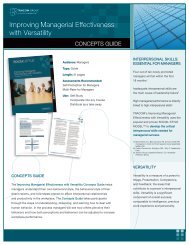 Improving Managerial Effectiveness with Versatility Concepts Guide