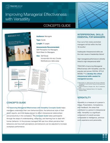 Improving Managerial Effectiveness with Versatility Concepts Guide