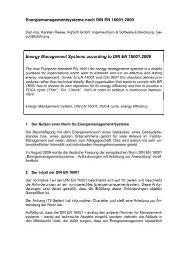 Energiemanagementsysteme nach DIN EN 16001 ... - Ingsoft Gmbh