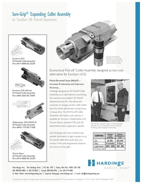 ID Pick-off Collet Assemblies - Hardinge Inc.