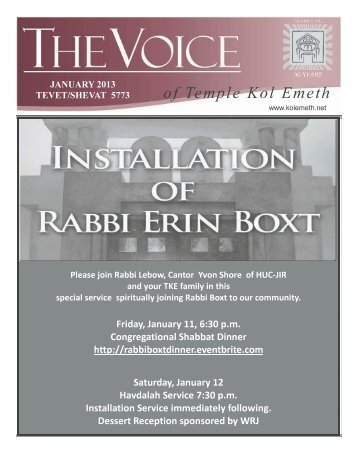 January Voice - Temple Kol Emeth