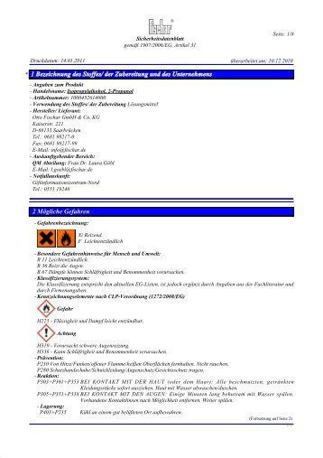 Sicherheitsdatenblatt 30% - Otto Fischar GmbH und Co. KG