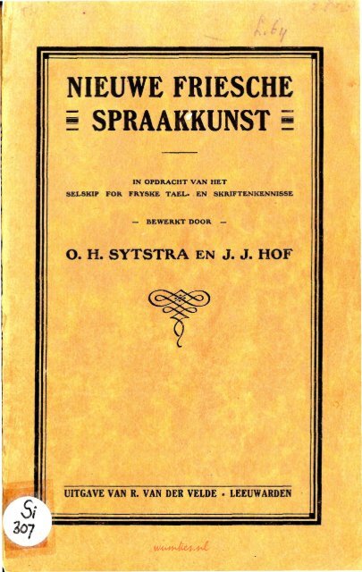 Nieuwe Friesche I Spraakkunst I Tresoar