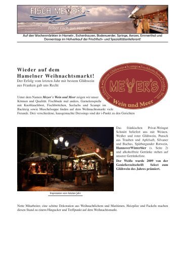 Wieder auf dem Hamelner Weihnachtsmarkt! - Fisch Meyer GmbH