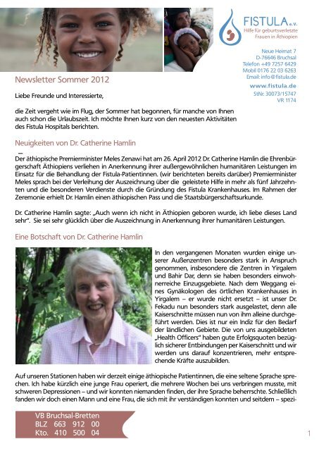 Newsletter Sommer 2012 - Fistula eV