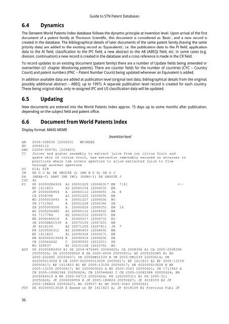 Search options available in STN databases - FIZ Karlsruhe