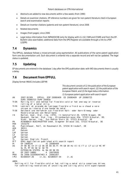 Search options available in STN databases - FIZ Karlsruhe