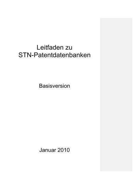 Leitfaden zu STN-Patentdatenbanken - FIZ Karlsruhe