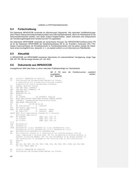 Leitfaden zu STN-Patentdatenbanken - FIZ Karlsruhe