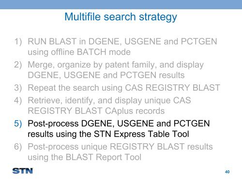 Multifile Patent Sequence Searching on STN - STN International