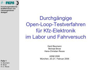 Vereinheitlichung von Testverfahren - FKFS