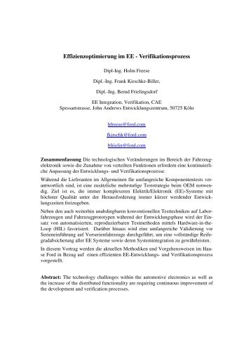 Effizienzoptimierung im EE - Verifikationsprozess - FKFS
