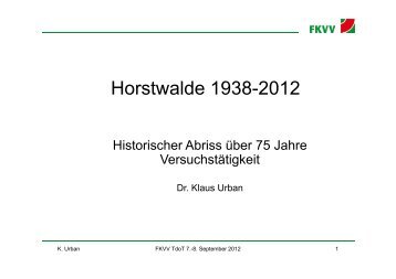 Horstwalde 1938-2012 - Historischer Abriss über ... - FKVV Horstwalde