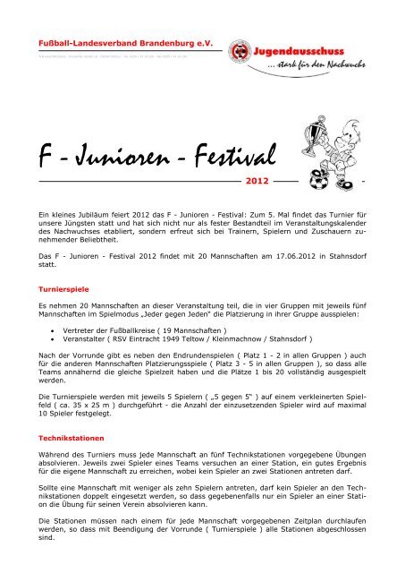 F - Junioren - Festival - Fussball-Landesverband Brandenburg eV