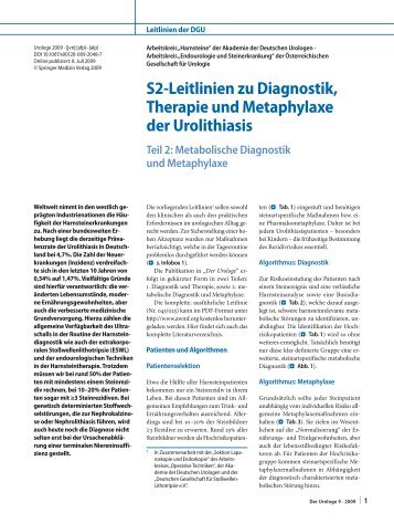 Metabolische Diagnostik und Metaphylaxe