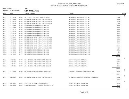 CTY-BELLA VILLA - St. Louis County Department of Revenue