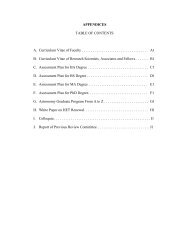 APPENDICES TABLE OF CONTENTS A. Curriculum Vitae of Faculty ...