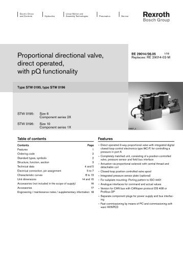 Proportional directional valve, direct operated, with pQ functionality