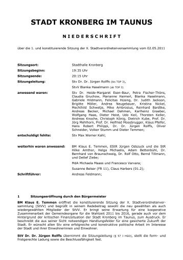 2011-05-02 StVV 1. konst. Sitzung - Stadt Kronberg im Taunus