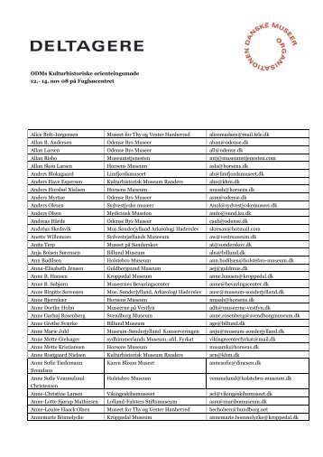 deltagerliste - Organisationen Danske Museer