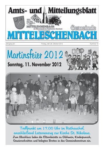 Amtsblatt Nr. 10 / Ausgabe 26.10.2012 - Mitteleschenbach