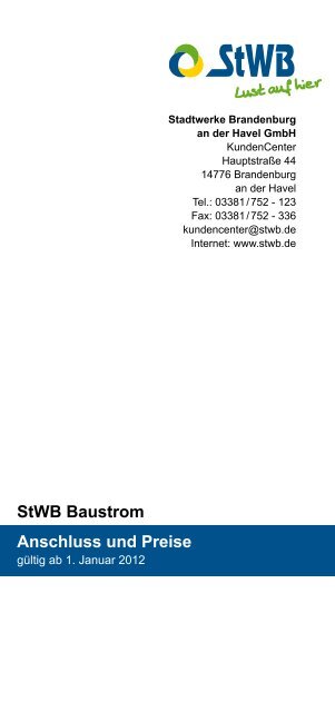 Anschluss und Preise StWB Baustrom - Stadtwerke Brandenburg an ...