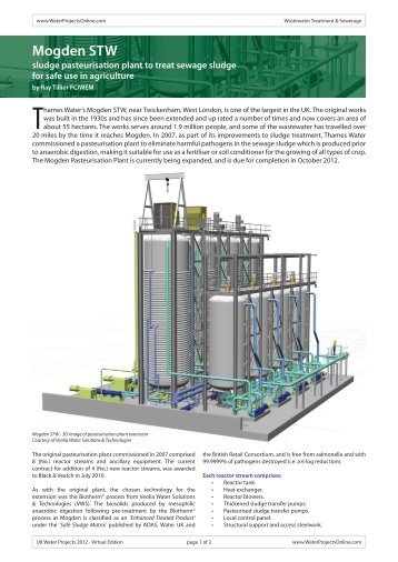 Mogden STW Pasteurisation Plant - Water Projects Online