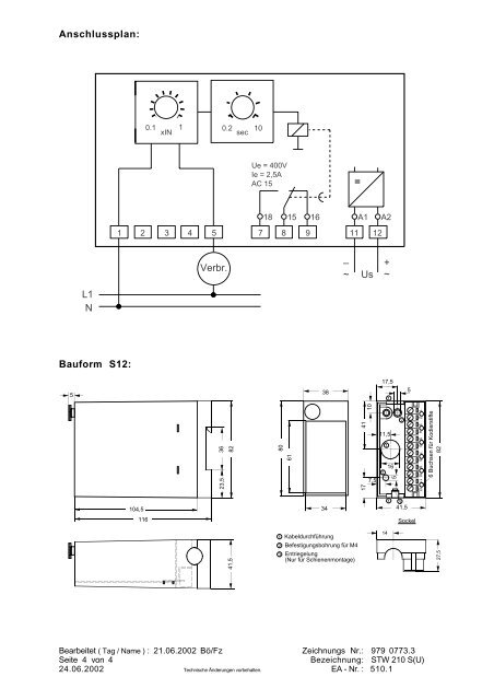 B e t r i e b s a n l e i t u n g Stromrelais STW 210 S und ... - ziehl.de