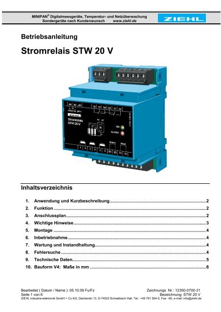 Stromrelais STW 20 V - ziehl.de