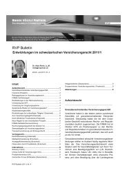 Entwicklungen im schweizerischen Versicherungsrecht 2011-1