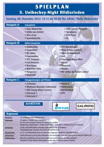 SPIELPLAN - UHC Yetis Hildisrieden