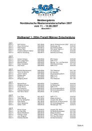 Meldeergebnis Norddeutsche Mastersmeisterschaften 2007 vom 11 ...