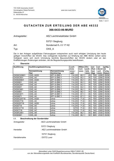 gutachten zur erteilung der abe 46332 366-0433-06-murd