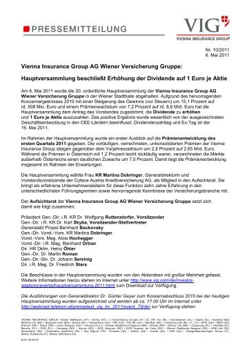 Vienna Insurance Group AG Wiener Versicherung Gruppe ... - VIG