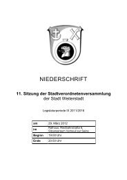 11. Sitzung der Stadtverordnetenversammlung - Weiterstadt
