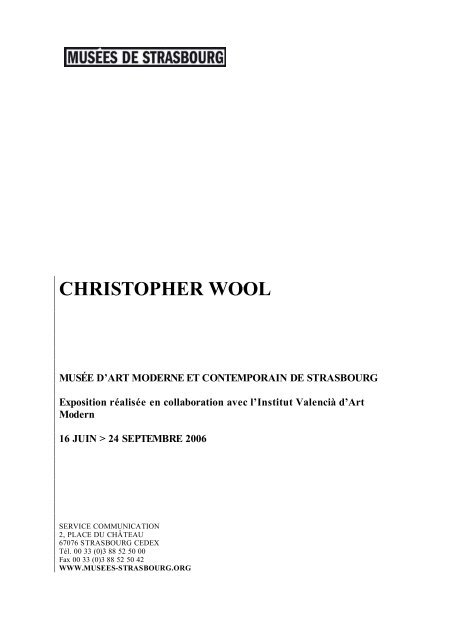 CHRISTOPHER WOOL - Musées de Strasbourg