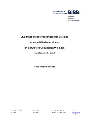 Qualifikationsanforderungen der Betriebe an neue Mitarbeiter - BiBB