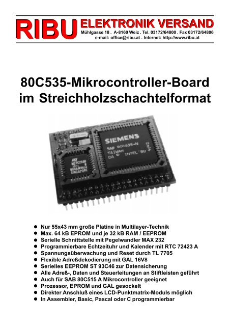 80C535-Mikrocontroller-Board im ... - RIBU-ELEKTRONIK-VERSAND