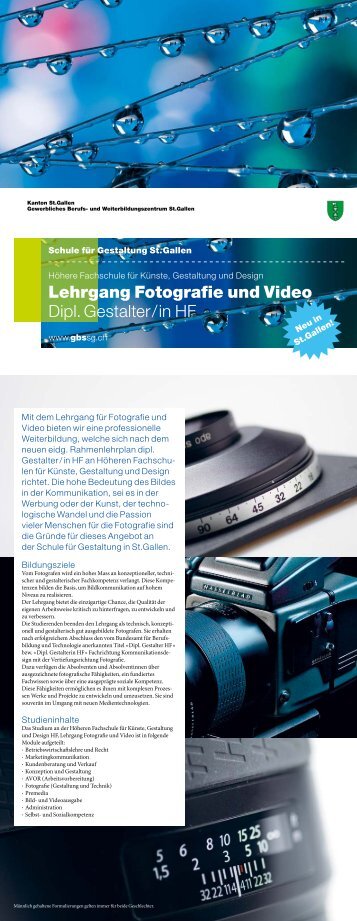 Lehrgang Fotografie und Video Dipl. Gestalter / in HF - GBS St.Gallen