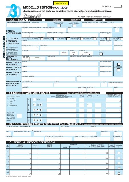 MODELLO 730/2009 redditi 2008 - studio format sas