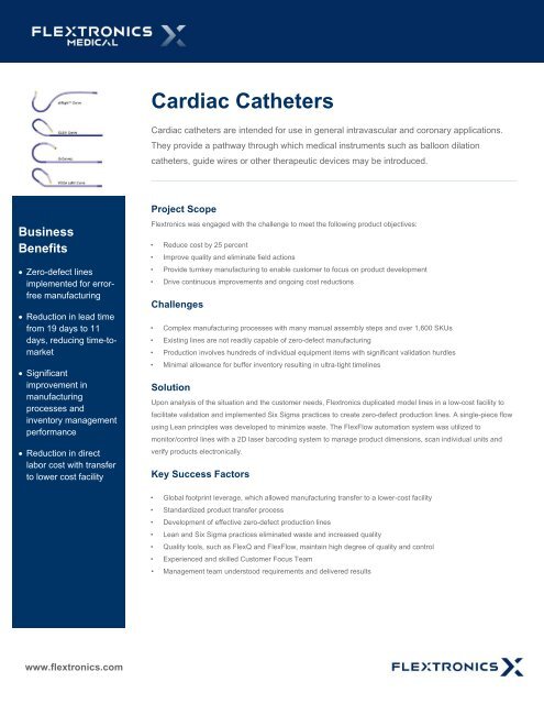 Download the Medical Cardiac Catheters case study (pdf - Flextronics