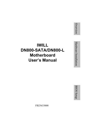 IWILL DN800-SATA/DN800-L Motherboard User's ... - Flextronics
