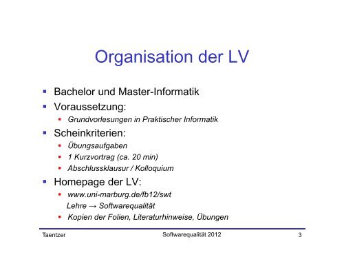 Softwarequalität - Philipps-Universität Marburg