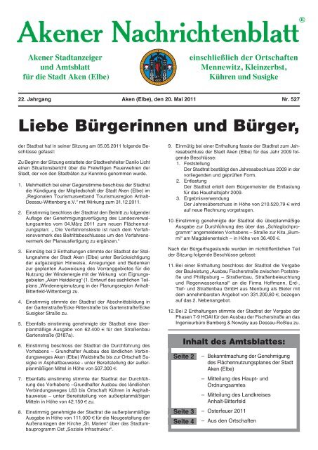 Ausgabe 527 vom 20.05.2011 - Stadt Aken (Elbe)