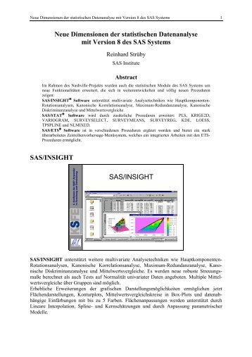 Neue Dimensionen der statistischen Datenanalyse. - SAS-Wiki