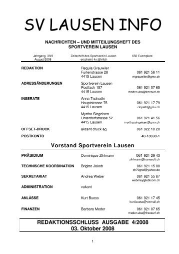 SV LAUSEN INFO.03.08 - Sportverein Lausen