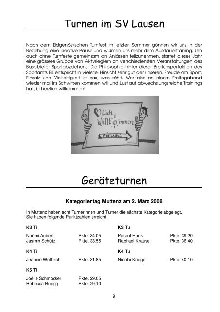 SV LAUSEN INFO.03.08 - Sportverein Lausen