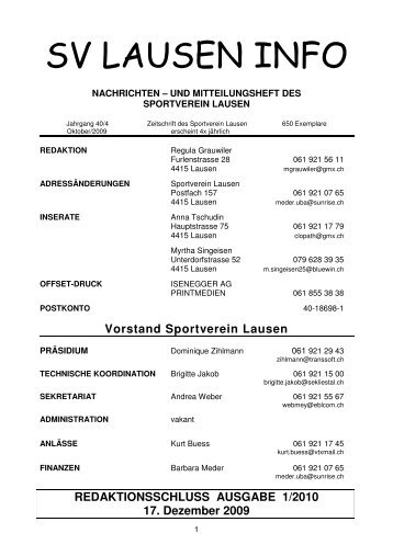 sv lausen info 04.09 - Sportverein Lausen