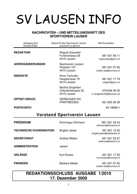 sv lausen info 04.09 - Sportverein Lausen
