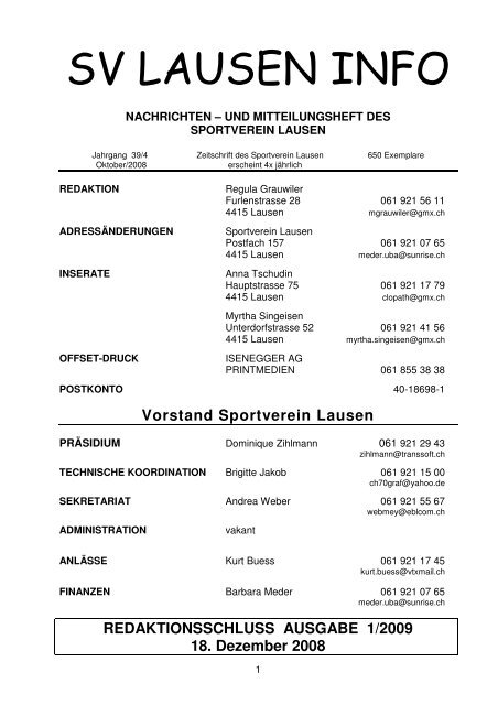 SV LAUSEN INFO.04.08 - Sportverein Lausen